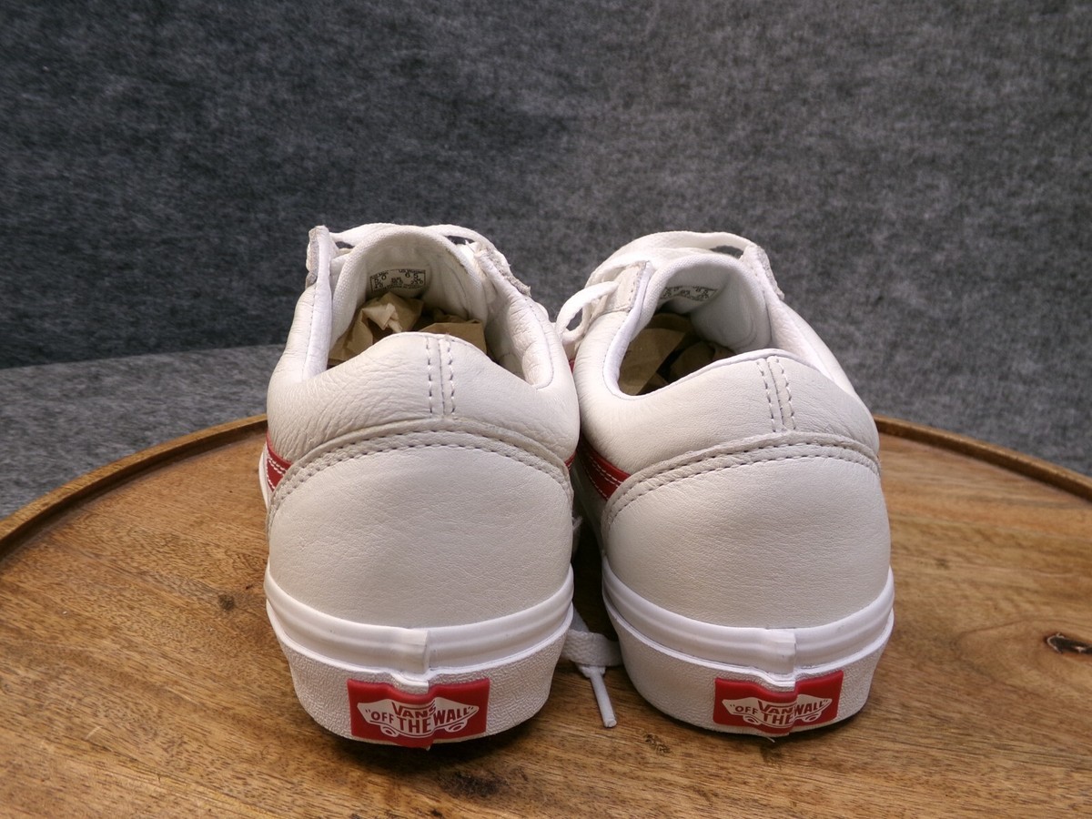 Vans Men\'s Sz 13 Old Skool Vintage Leather Blanc De Blanc White Red  Cream Vans | Old Skool Racing Red/True White Shoe main image 3