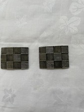 Vintage Silver tone Geometric Pattern Shoe Clips Buckles By Tip Toe