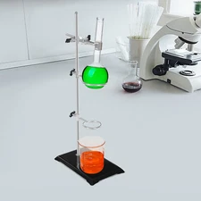 Laboratory Stand Set Burette Stand Condenser Support Chemistry Lab w/ 2 Rings