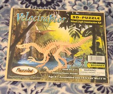 3D Puzzle "Velociraptor" Dinosaur Wood Craft Construction Kit 47 Pcs 2015 New