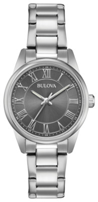 Bulova Women's Classic Quartz Silver Stainless Steel Grey Dial Watch 32mm 96L272