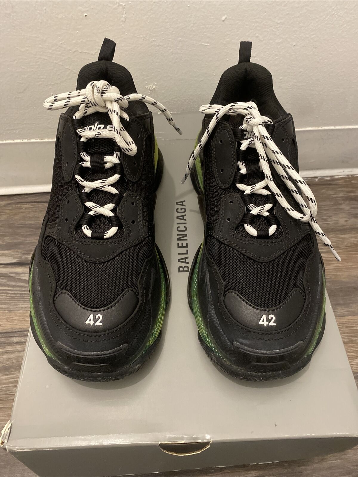 Y87 Balenciaga Sneakers S Triple S Clear Sole Black Yellow Fluo | eBay