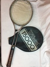 Vintage Wilson T5000 Tennis Racket with Cover, size 4 1/2 Medium