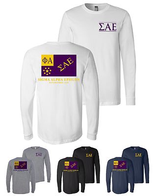 Sigma Alpha Epsilon Fraternity Flag Bella+Canvas Long Sleeve SAE Shirt - NEW