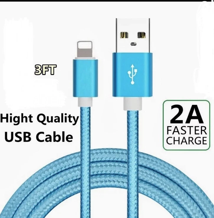 5 Pack Nylon Braided 3FT iPhone Compatible charger/data sync cable (Blue) - Image 3 of 4