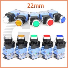 22mm LED Push Button Switch Momentary / Latching On Off Red Black White Yellow