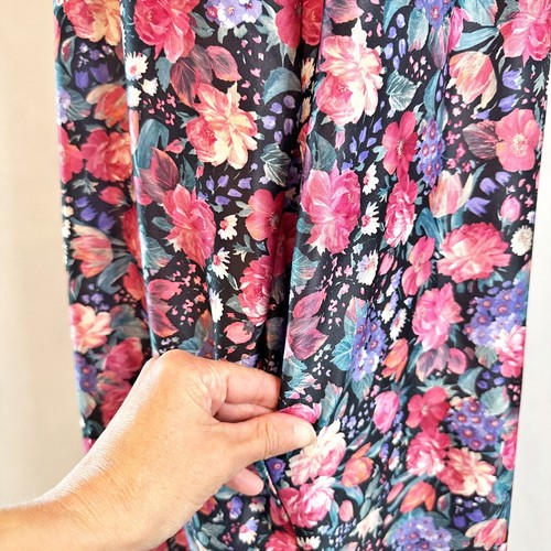 VTG Just for Women Black Floral House Dress Lounger Mumu Nightgown Large XL 1X - Picture 9 of 13