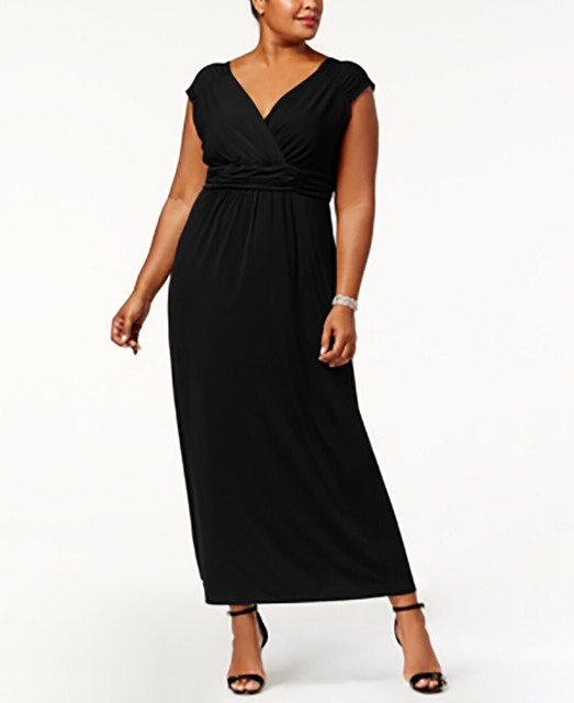 NY Collection Womens Gown Solid Black 