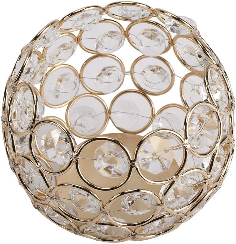 Gold Globe Candle Holder Studded For Anniversary Wedding Celebration 4