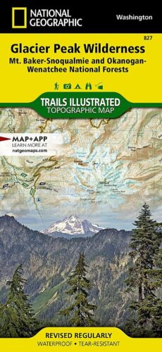 National Geographic Trails ilustrowana mapa szczytów lodowca WA 827 - Zdjęcie 1 z 6