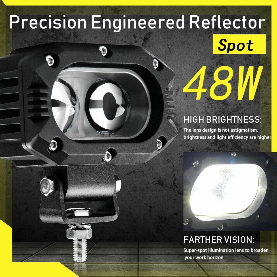 2X 4 polegadas 400W LED barra de luz de trabalho pods montagem embutida combo lâmpadas de direção 12V - Imagem 3 de 4