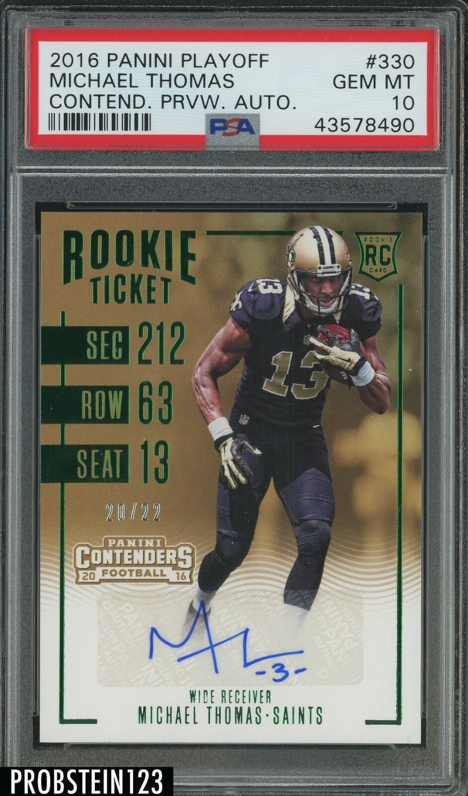 Michael Thomas Panini Playoff #330 Contenders Preview Autograph
