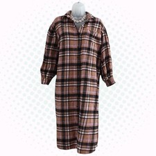 ASOS Design Tan & Pink Plaid Tartan Flannel Shirt Oversized Maxi Dress Size 4