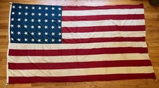 Vint 1940s UNITED STATES OF AMERICA 48-Star Cotton Flag 93" x 56" - old Repairs