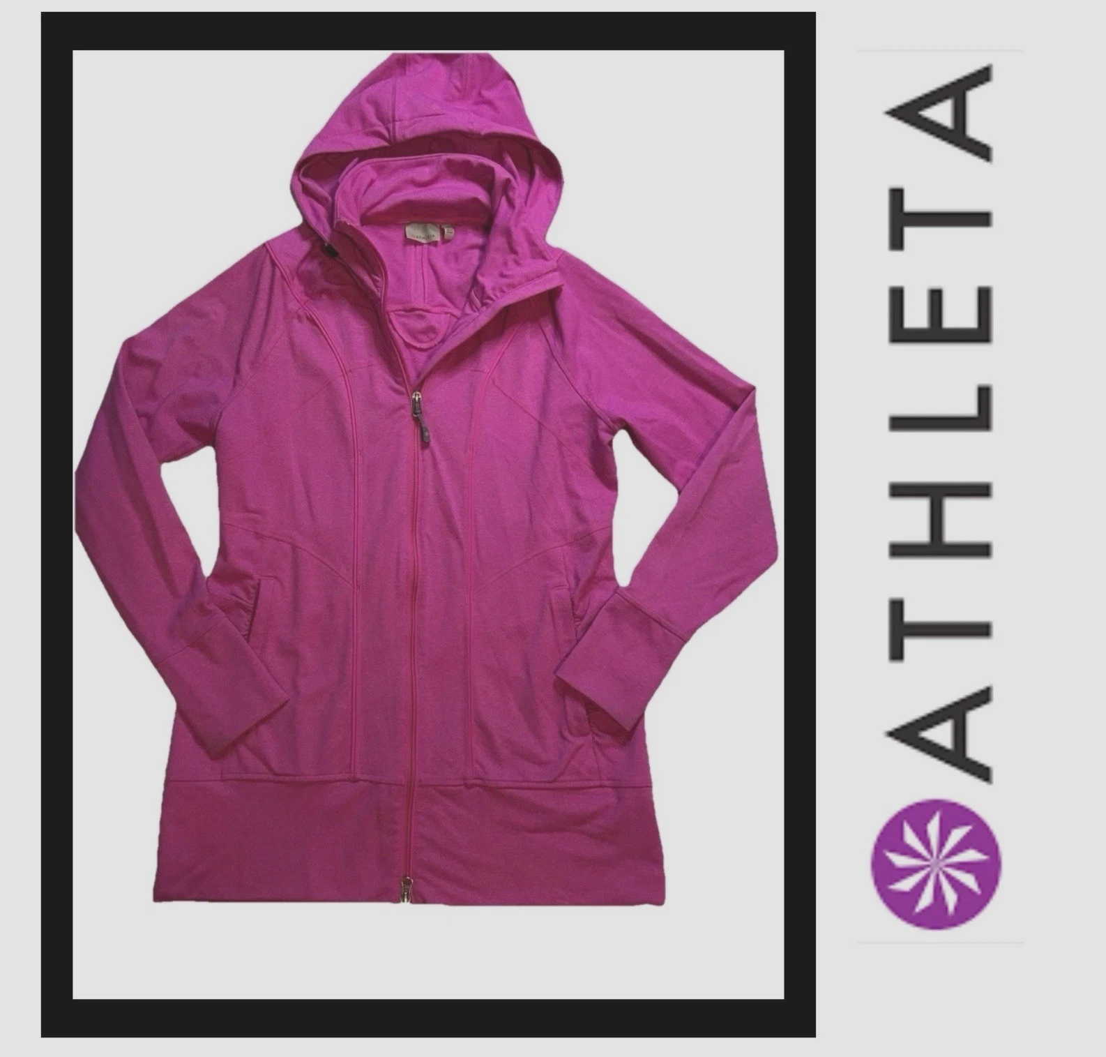 Athleta Rishi - Hoodie - Large - Barbie Fuchsia Pink Women's - Full Zip - Hood