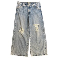 Levi s Strauss Jeans 94 Baggy Wide Leg Distressed Washed Denim Women s Size 31