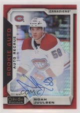2018-19 O-Pee-Chee Platinum Rookie Autos Red Prism 40/50 Noah Juulsen Auto 3vx