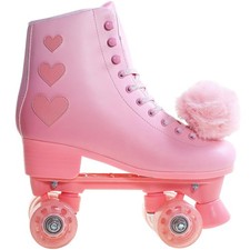 Roller Skates for Women, High Top PU Leather Rollerskates, Shiny Double-Row F...