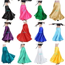 IndianTrendy 360 Full Circle Satin Long Skirts Swing Belly Dance Costumes Tribal