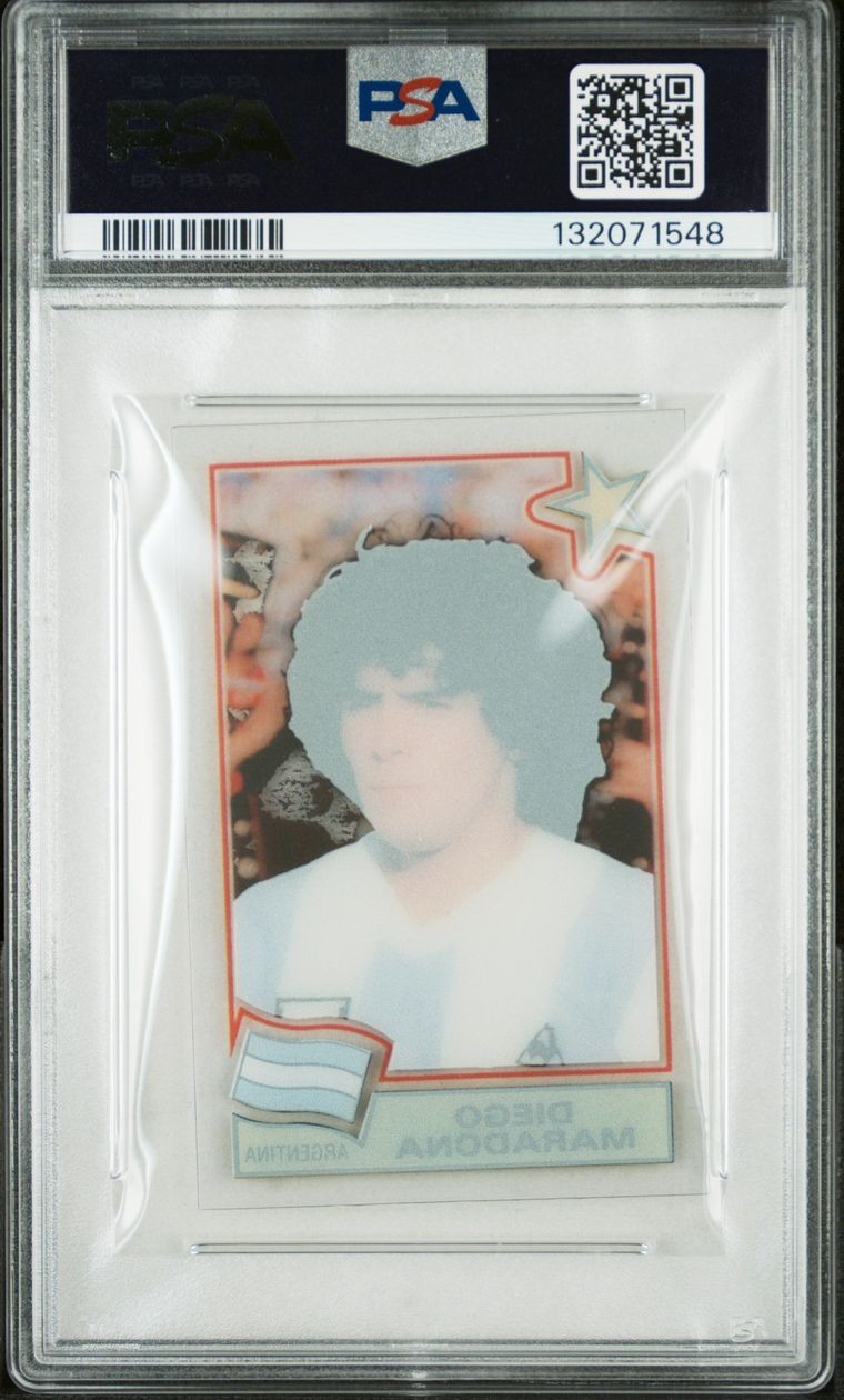 1981 PANINI FOOTBALL SUPERSTARS DIEGO MARADONA PSA 7 view 2