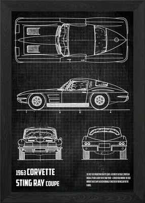 1963 Corvette Stachelrochen gerahmtes Wandbild Poster Leinwanddruck Bild