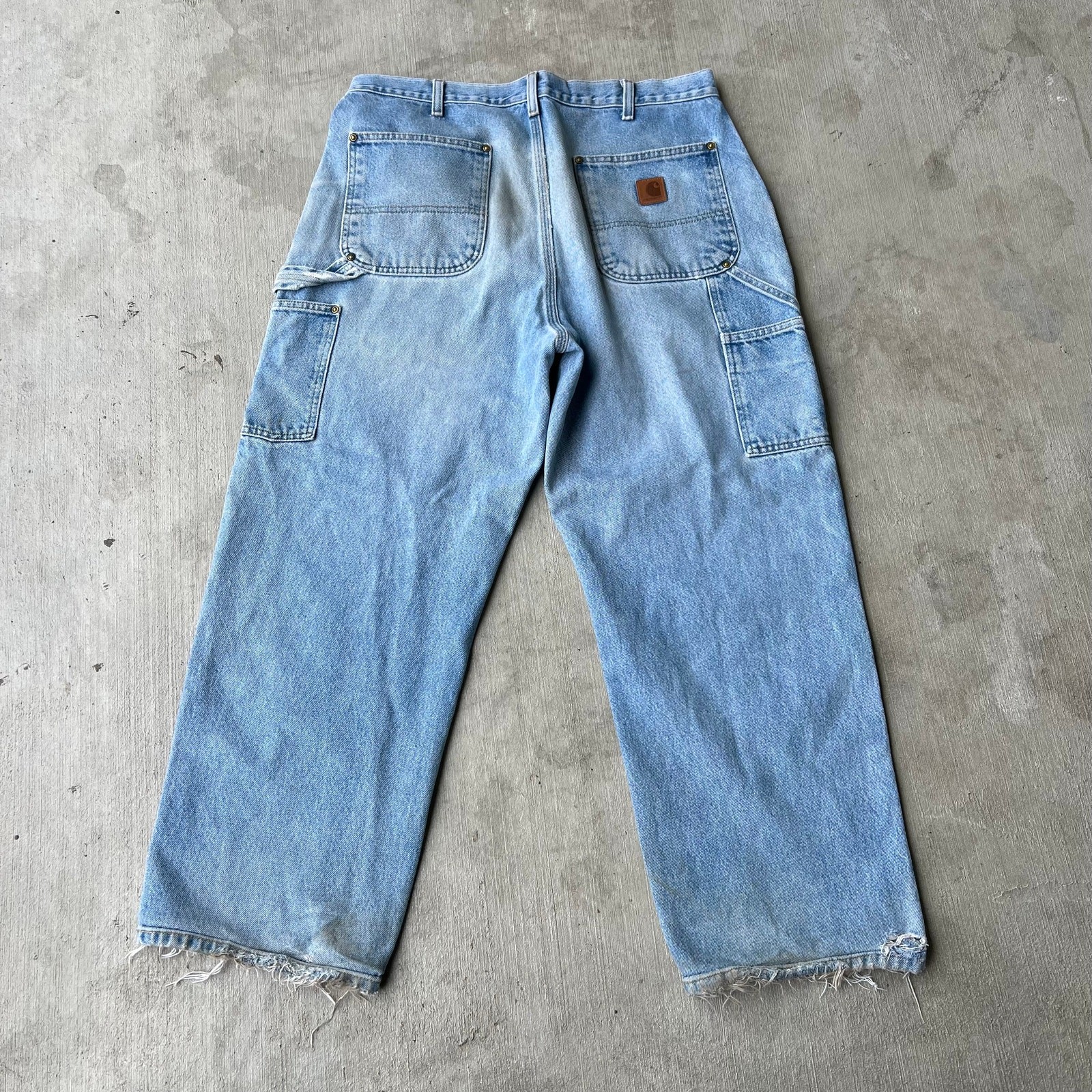 Carhartt blue denim jeans double knee work wear carpenter pants thumbnail 5