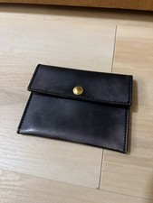 Unisex Black Leather Soft Snap Cars Holder Wallet Striped Interior Gold Hardware