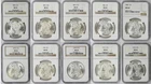 Lot 10 Coins Different Date Morgan Dollar $1 MS 64 NGC