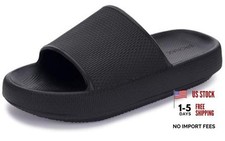 Cushioned Thick Sole Pillow Slippers for Women and 7.5-8.5 Women/6-7 Men Black