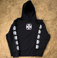 West Coast Choppers Black Pullover Hoodie Graphic Logo Pockets Mens XL