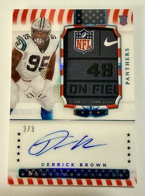 Panini 2020 National Treasures Derrick Brown Red White and Blue RPA /3 Panthers