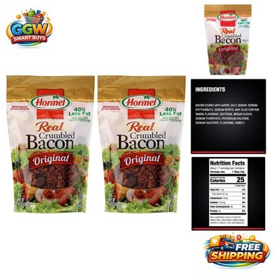 Flavorful Real Bacon Crumble Topping - Pack of Two 4.3oz Pouches for Easy Use