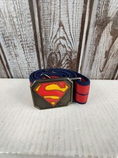 Vtg. Superman DC Comics Brass and Enamel Elastic Belt by Lee Made in USA 20in