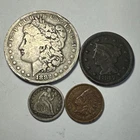 COIN LOT 1882-O Morgan Dollar, 1847 Large Cent, 1853 SL Dime, 1896 IHP COBM-9862