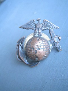 VINTAGE WWII UNITED STATE MARINE CORPS USMC EGA COPPER SCREW BACK CAP COLLAR PIN