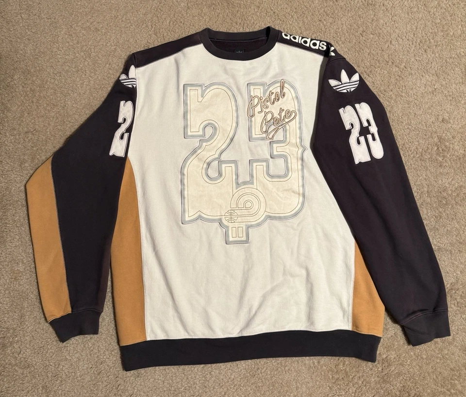 Vintage Adidas Sweatshirt Mens 2XL Tall Pistol Pete NBA Basketball Crewneck Rare - Image 2 of 4