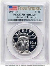 2014-W Proof Platinum Eagle 1 oz FS Flag PCGS PR70