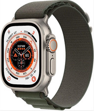Apple Watch Ultra Cellular 49mm Titanium Case with Green Alpine Loop Excellent