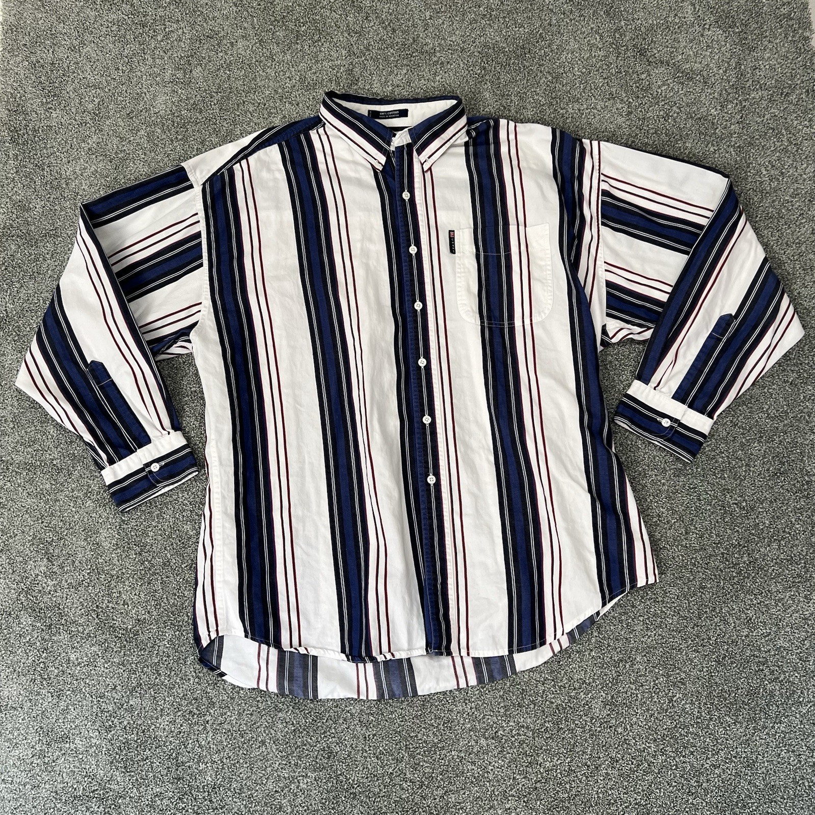 Chaps Ralph Lauren Button Down Shirt Striped Cotton Mens XL