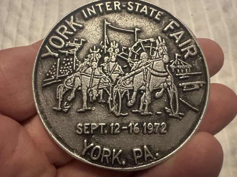 York, PA - York Inter State Fair - Sept. 12-16, 1972 Souvenir Medallion