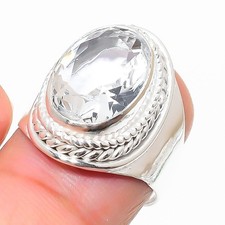 White Topaz Gemstone Handmade 925 Sterling Silver All Size Ring For Gift