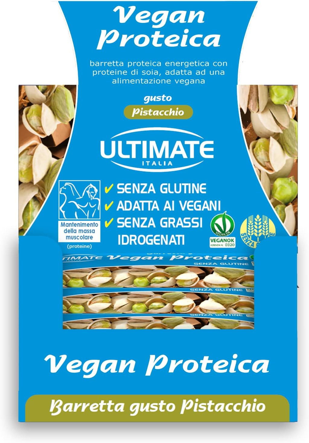 Box 24 Barrette Proteiche Vegan Pistacchio 27% - Recupero Muscolare