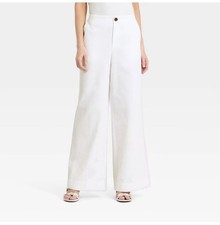 A New Day Women Mid-Rise Wide Leg Faux Linen Trousers Size 6 / 182em