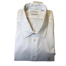 Calvin Klein Infinite Dress Shirt Mens 20 36-37 Slim Tall White Non Iron NWT