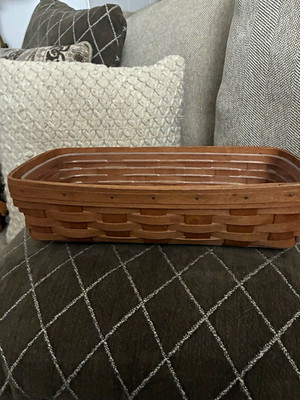 Longaberger Handwoven Large RectangleBread Basket w/  Plastic Protector 1991