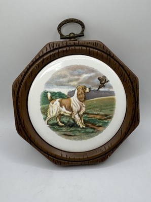 Springer Spaniel Pheasant 4 1/2  Resin And Porcelain Collectible Wall Plaque