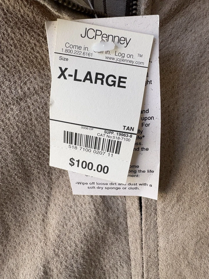 Chaqueta de cuero vintage St John's Bay para hombre XL beige forrada Detroit Dadcore años 90 Foto 3 de 4