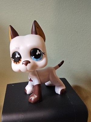 LPS Littlest Pet Shop Great Dane #577 Authentic Brown Blue Eyes - Some Damage  