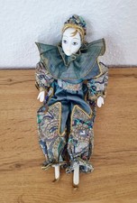Harlekin ° Puppen Dekoration Figur 35 cm Vintage Pierrot Clown Sammeln