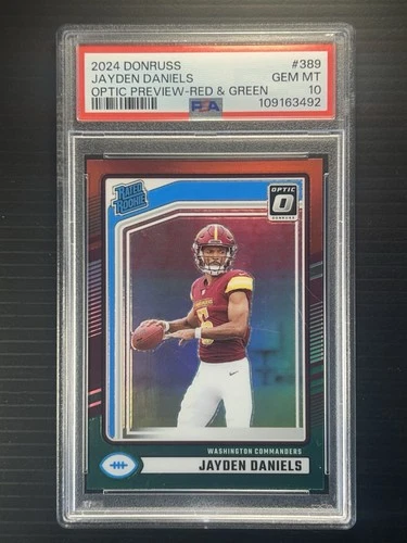 2024 Panini Donruss RC Jayden Daniels #389 Optic Preview Red & Green PSA 10 GEM